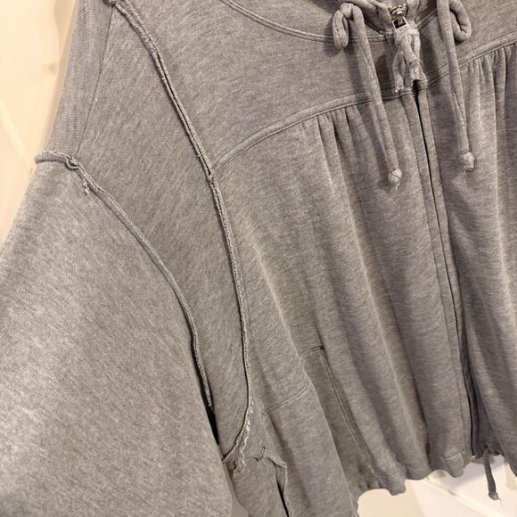 Free People Mesa Hoodie Zip Up Medium Gray Cute! - Picture 5 of 7